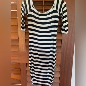 Fighting Eel black and white striped bodycon dress